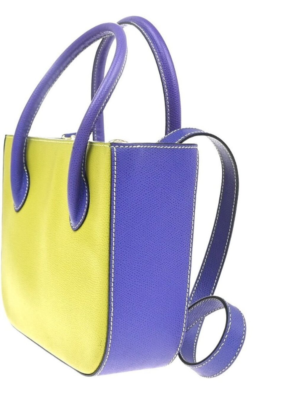CELINE Logo 2Way Shoulder Hand Bag Leather Green Purple GHW Italy 70RL972 - Picture 4 of 16